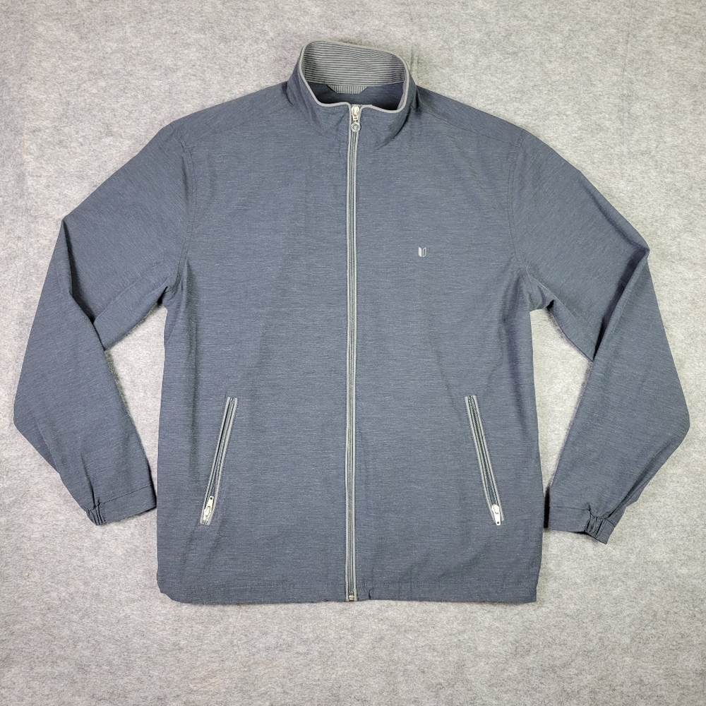 LinkSoul Morris Blue Gray Full-Zip Golf Windbreaker Logo Jacket Men Size Medium